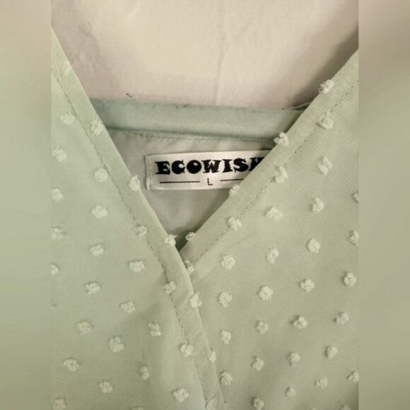 Ecowish v-neck swiss dots ruffle chiffon short sleeve fully lined dress size L - Picture 5 of 8